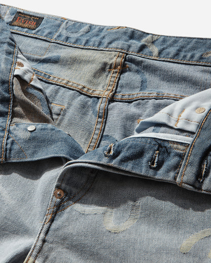 Evisu Ht Ao Seagull Jacquard Denim Shorts Allover Indigo Shorts Denim Short 2ESHTM6DS1055 INDA