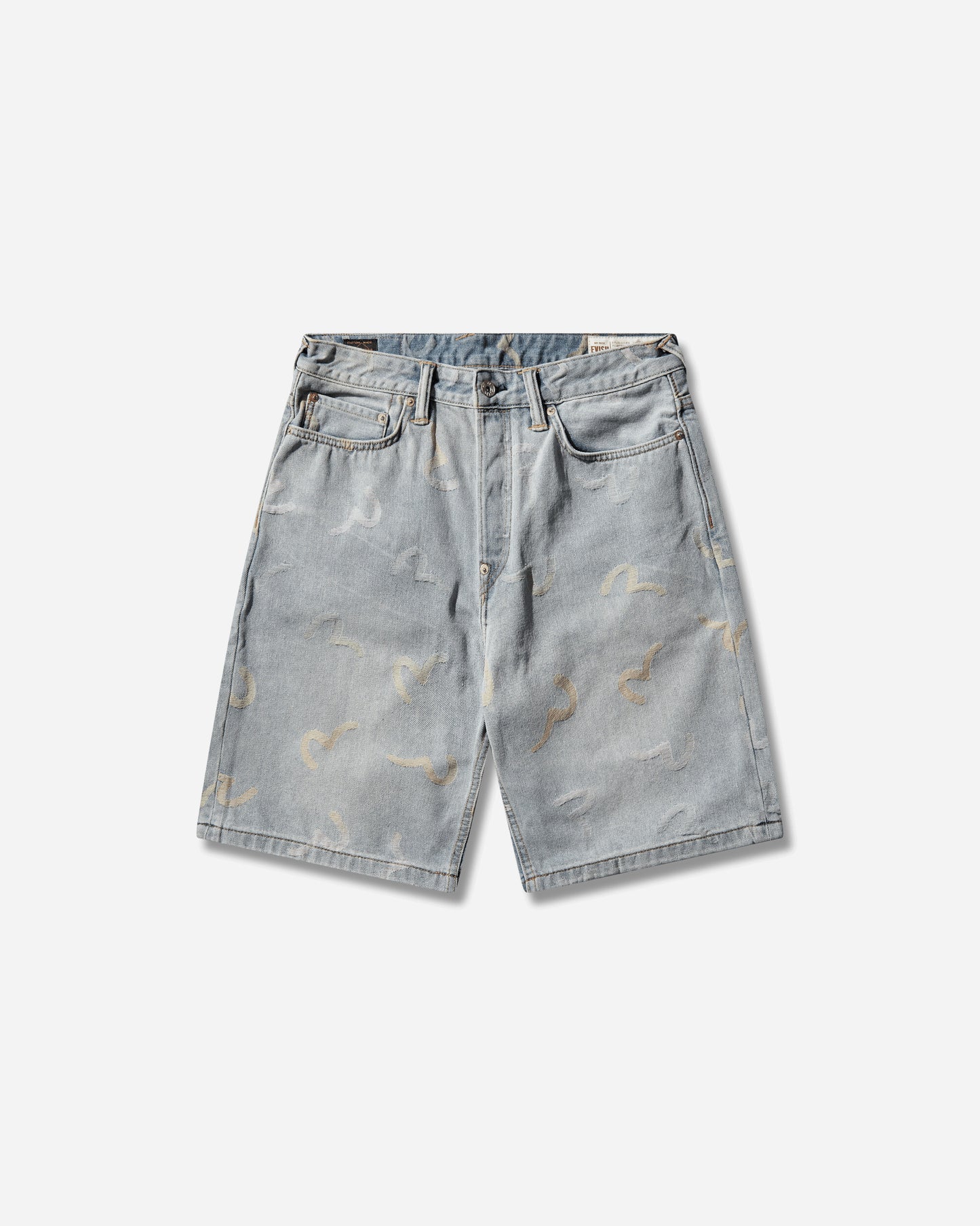 Evisu Ht Ao Seagull Jacquard Denim Shorts Allover Indigo Shorts Denim Short 2ESHTM6DS1055 INDA