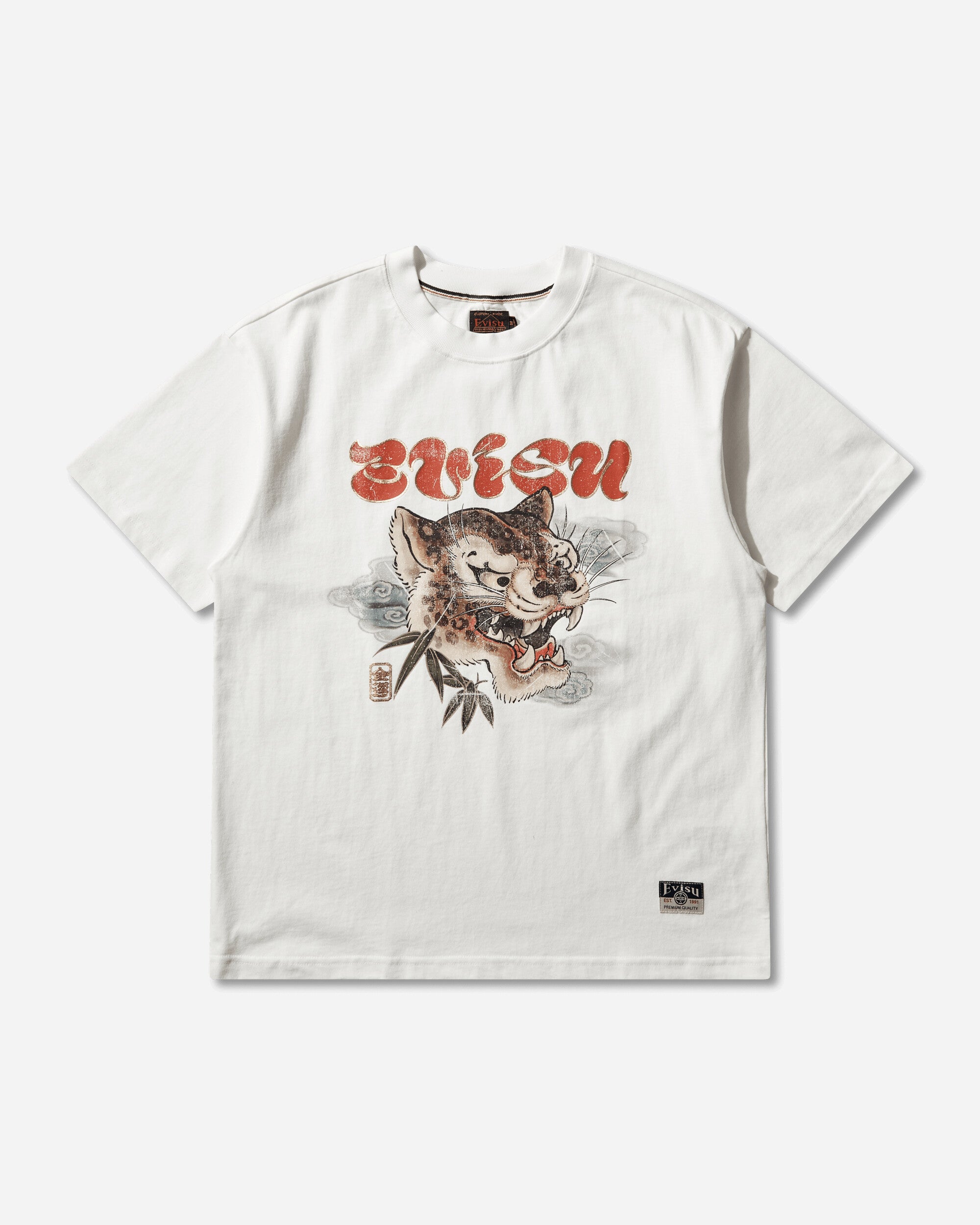 Evisu Ht Leopard Head Printed Ss Tee Off White T-Shirts Top 2ESHTM6TS1093 WHTO