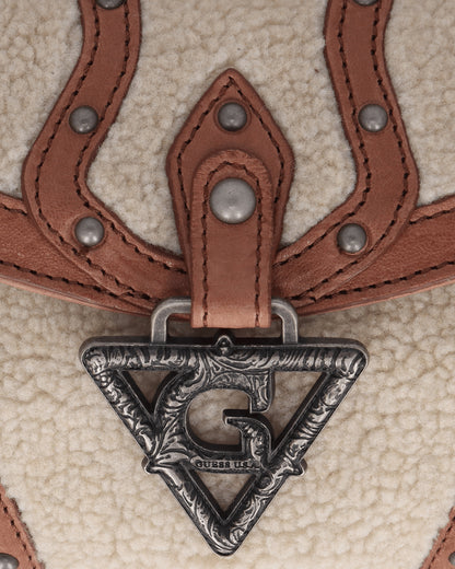 Guess Wmns Gusa Mini Claudia Fur Bag Off White Multi Bags and Backpacks Clutches W5BZ02W1790 F0C9