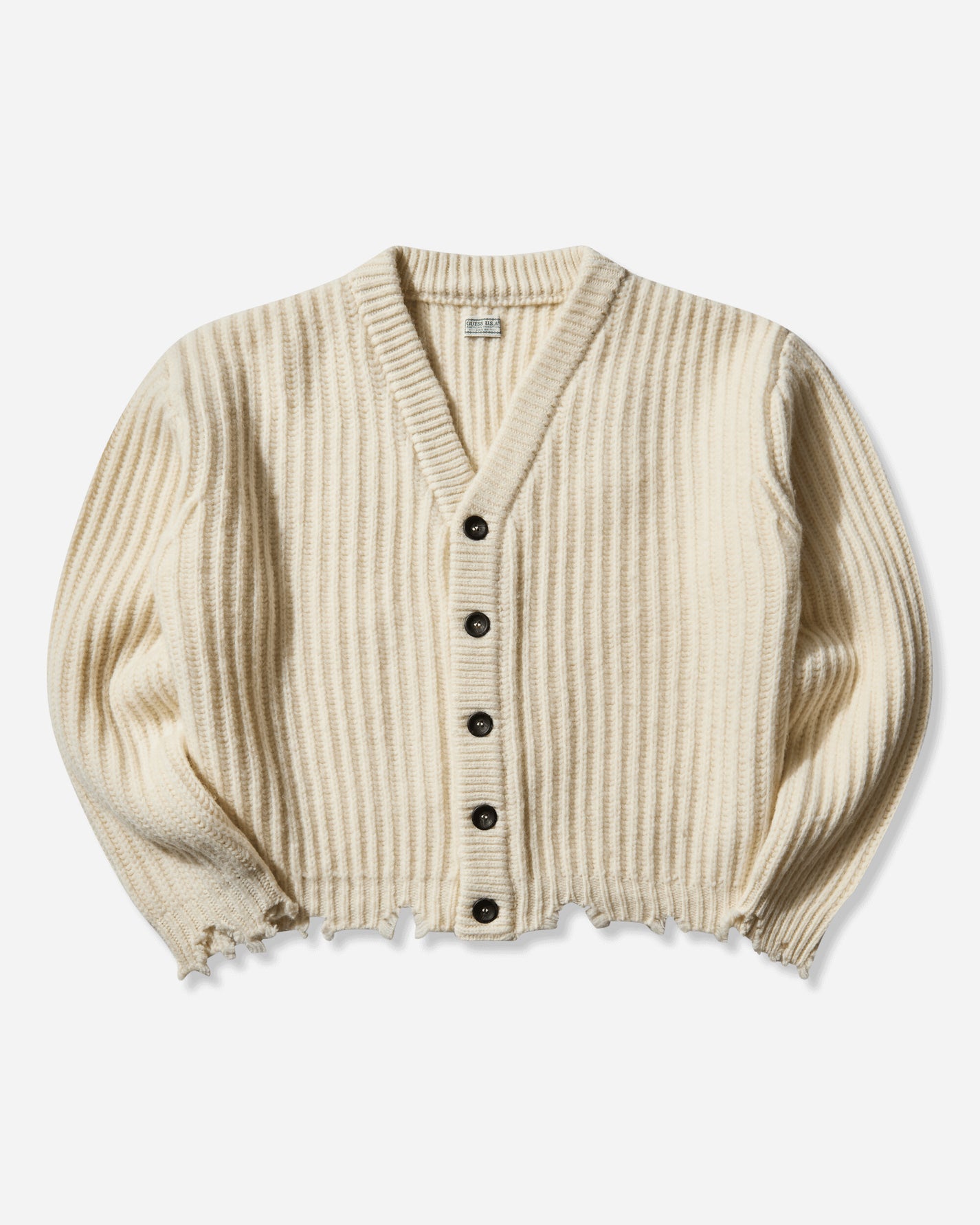 Guess Wmns Gusa Frayed Cardigan Warm Milk Knitwears Cardigans M5BR54Z1020 A12P