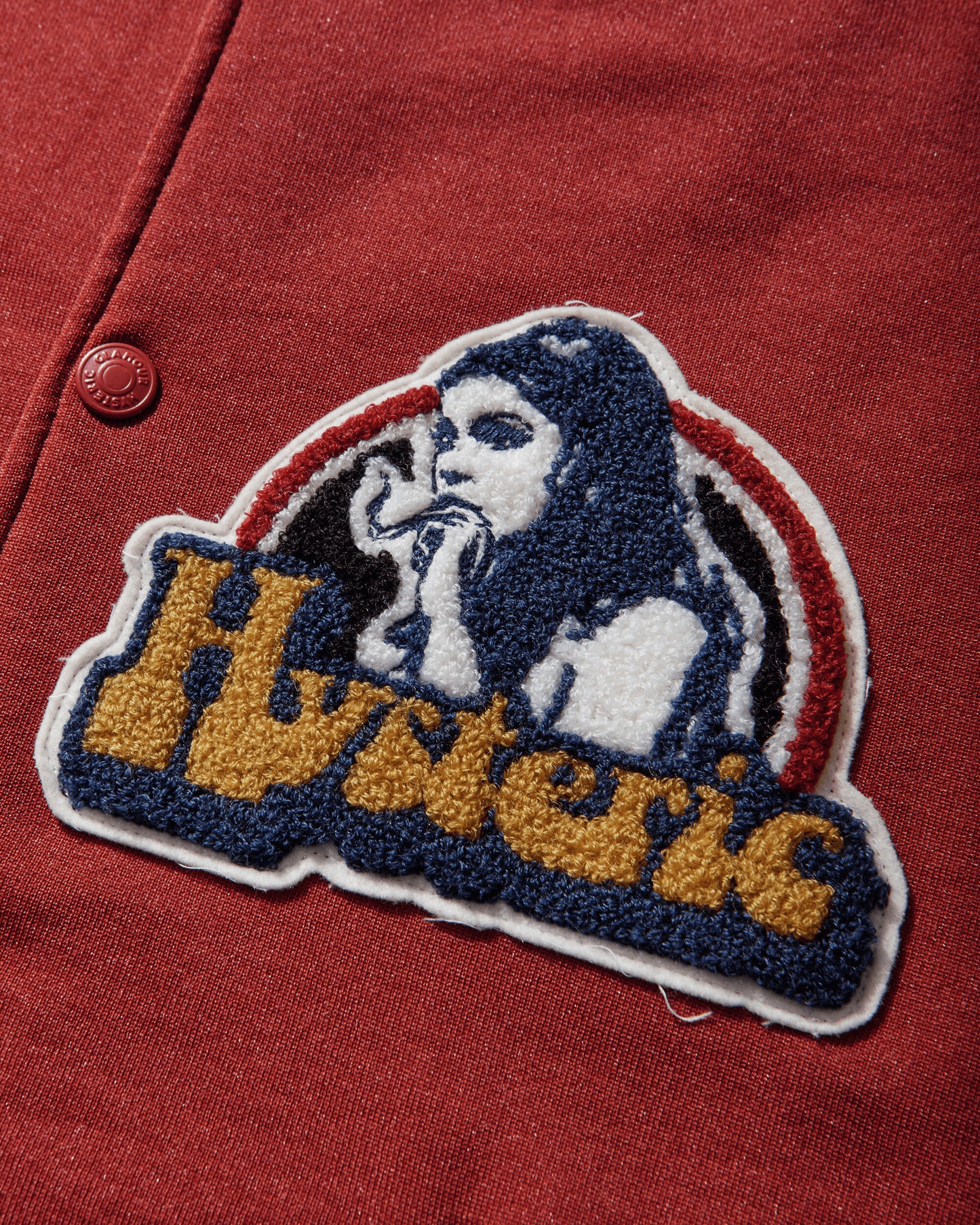 Hysteric Glamour Smoking Girl Stadium Jacket With Patch Red Coats and Jackets Bomber Jackets 02261CJ01 50