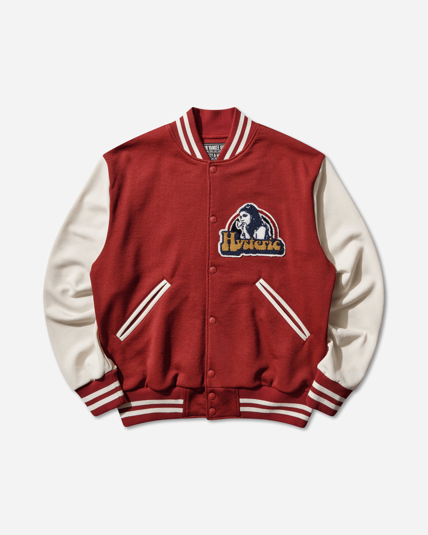 Hysteric Glamour Smoking Girl Stadium Jacket With Patch Red Coats and Jackets Bomber Jackets 02261CJ01 50