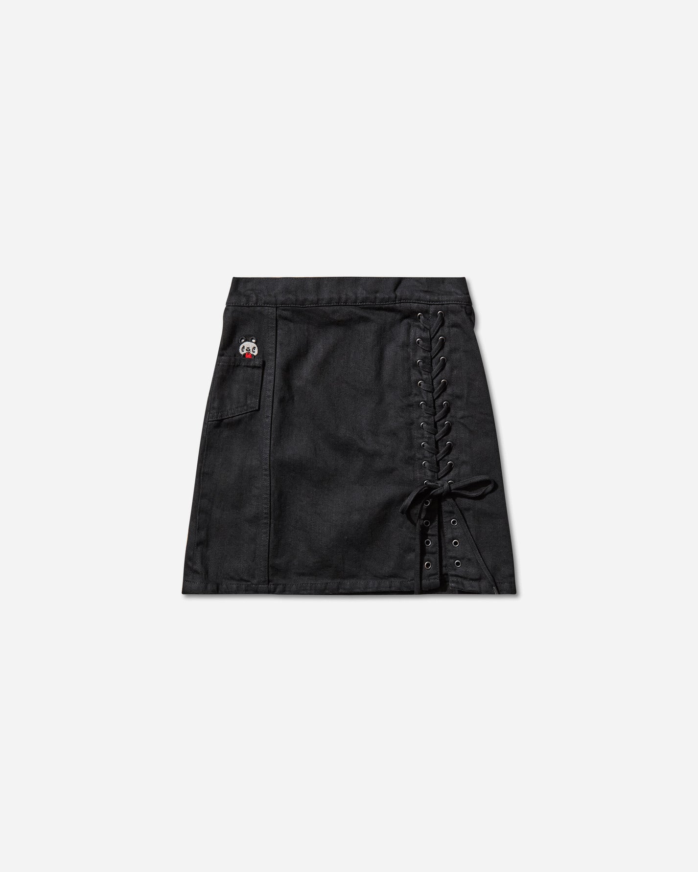 Hysteric Glamour Wmns Apple Panda Embroidered Side Lace-Up Denim Mini Skirt Multi Skirts Mini 01253AK01 96