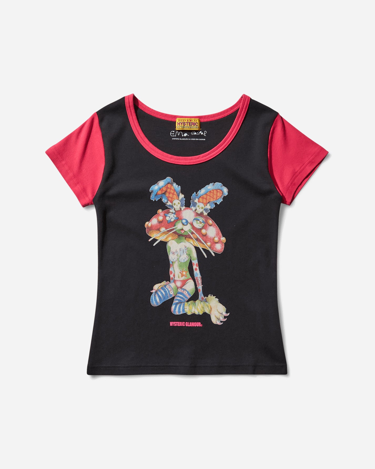 Hysteric Glamour Wmns Ema/Lazy Mushroom Tiny T-Shirt Black T-Shirts Shortsleeve 01251CT13 96