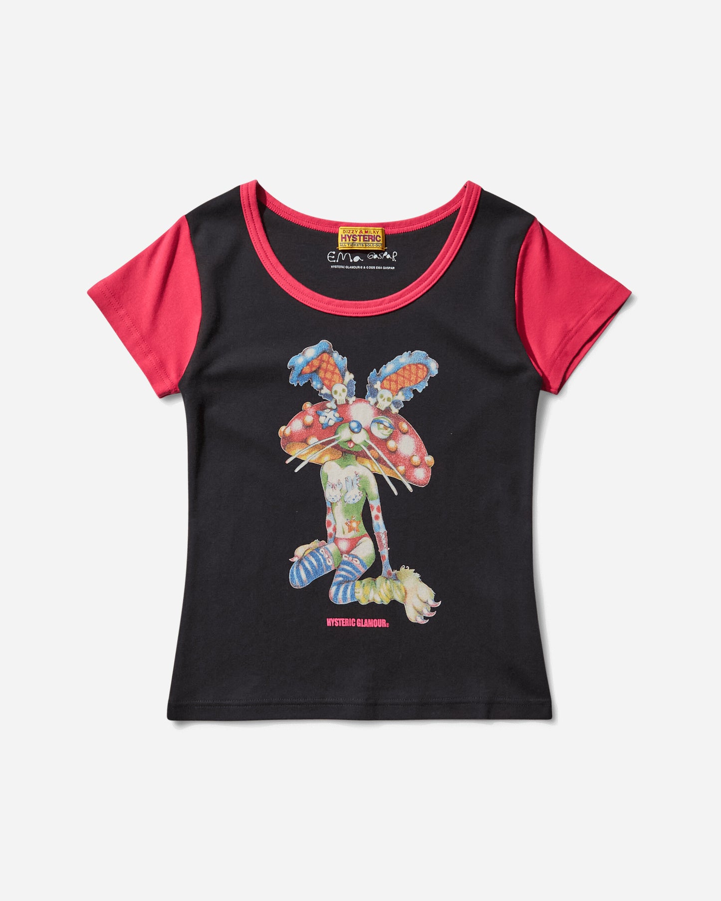 Hysteric Glamour Wmns Ema/Lazy Mushroom Tiny T-Shirt Black T-Shirts Shortsleeve 01251CT13 96