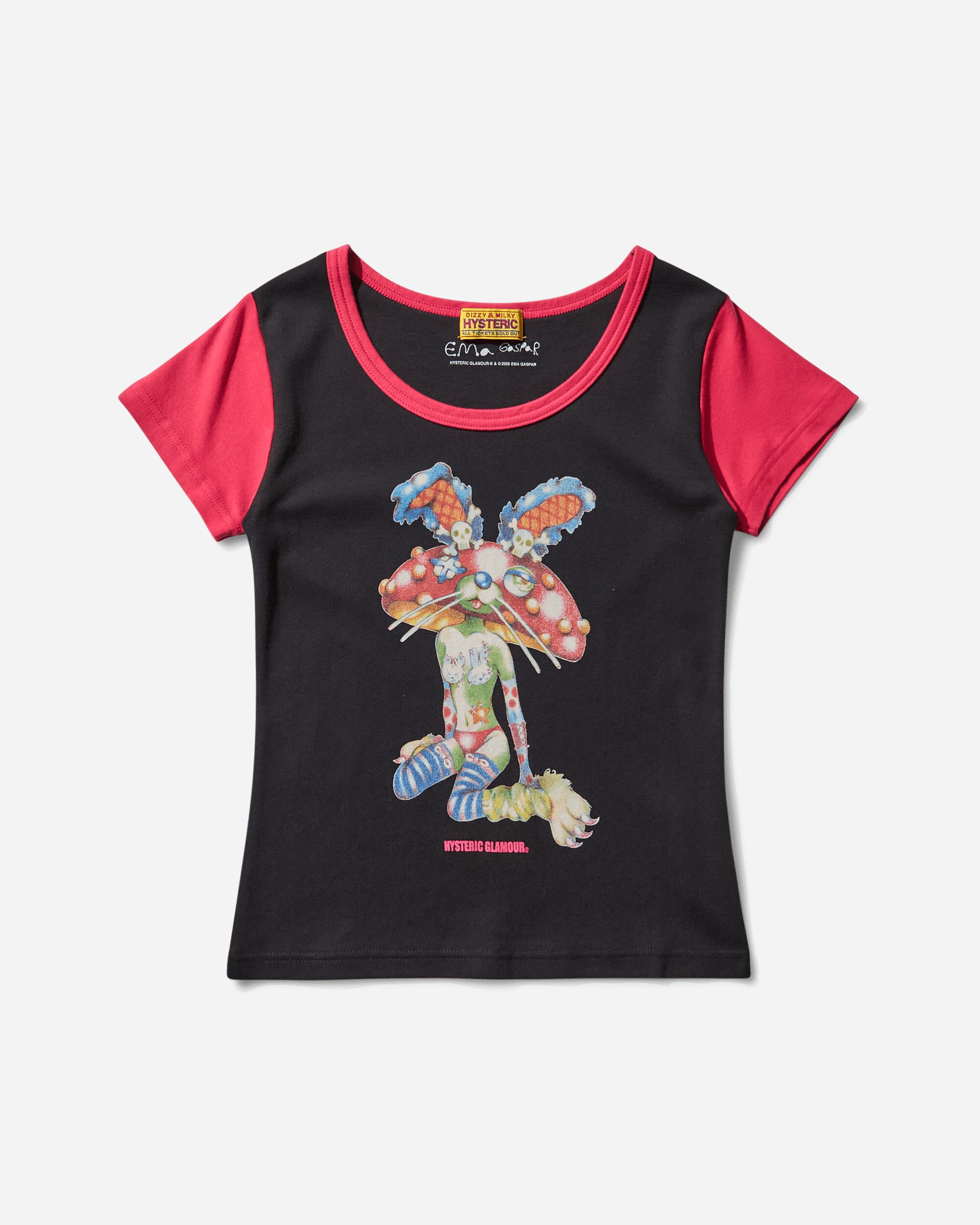 Hysteric Glamour Wmns Ema/Lazy Mushroom Tiny T-Shirt Black T-Shirts Shortsleeve 01251CT13 96