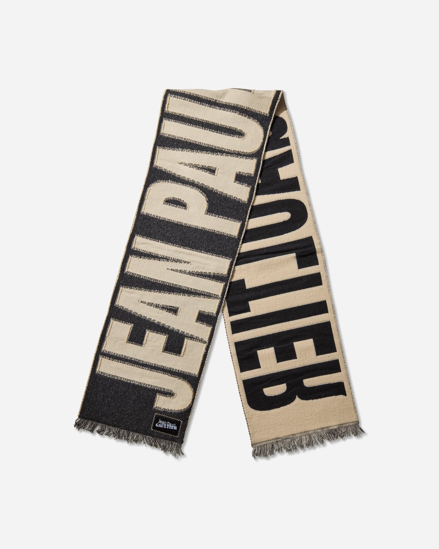 Jean Paul Gaultier Wmns Logo Scarf Ecru/Black Gloves and Scarves Scarves and Warmneck 2503UAC016W026 0300