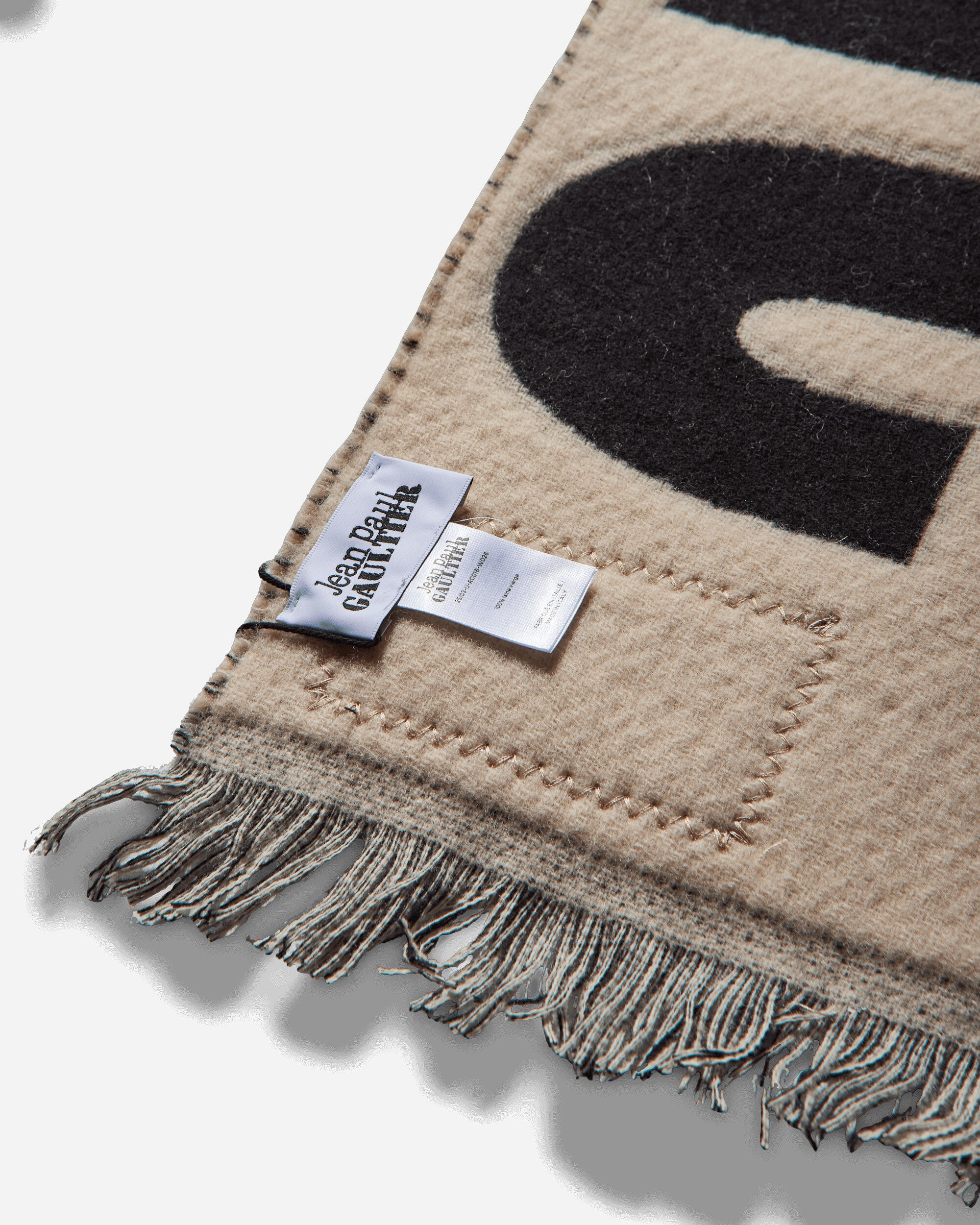 Jean Paul Gaultier Wmns Logo Scarf Ecru/Black Gloves and Scarves Scarves and Warmneck 2503UAC016W026 0300