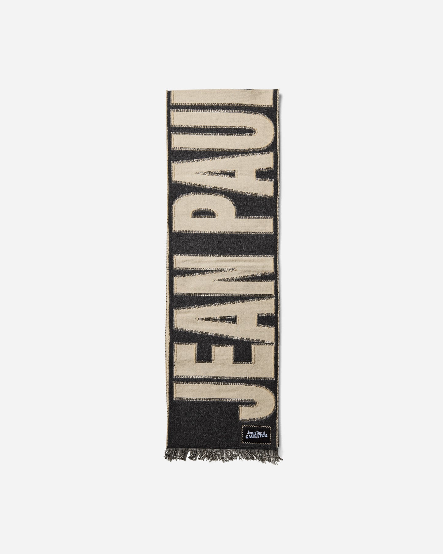 Jean Paul Gaultier Wmns Logo Scarf Ecru/Black Gloves and Scarves Scarves and Warmneck 2503UAC016W026 0300