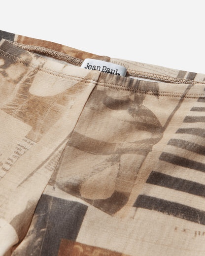 Jean Paul Gaultier Wmns Mesh Trouser Printed "Journal" Ecru/Lightgrey/Red Pants Casual 26-01-W-TR057-M013P 030830