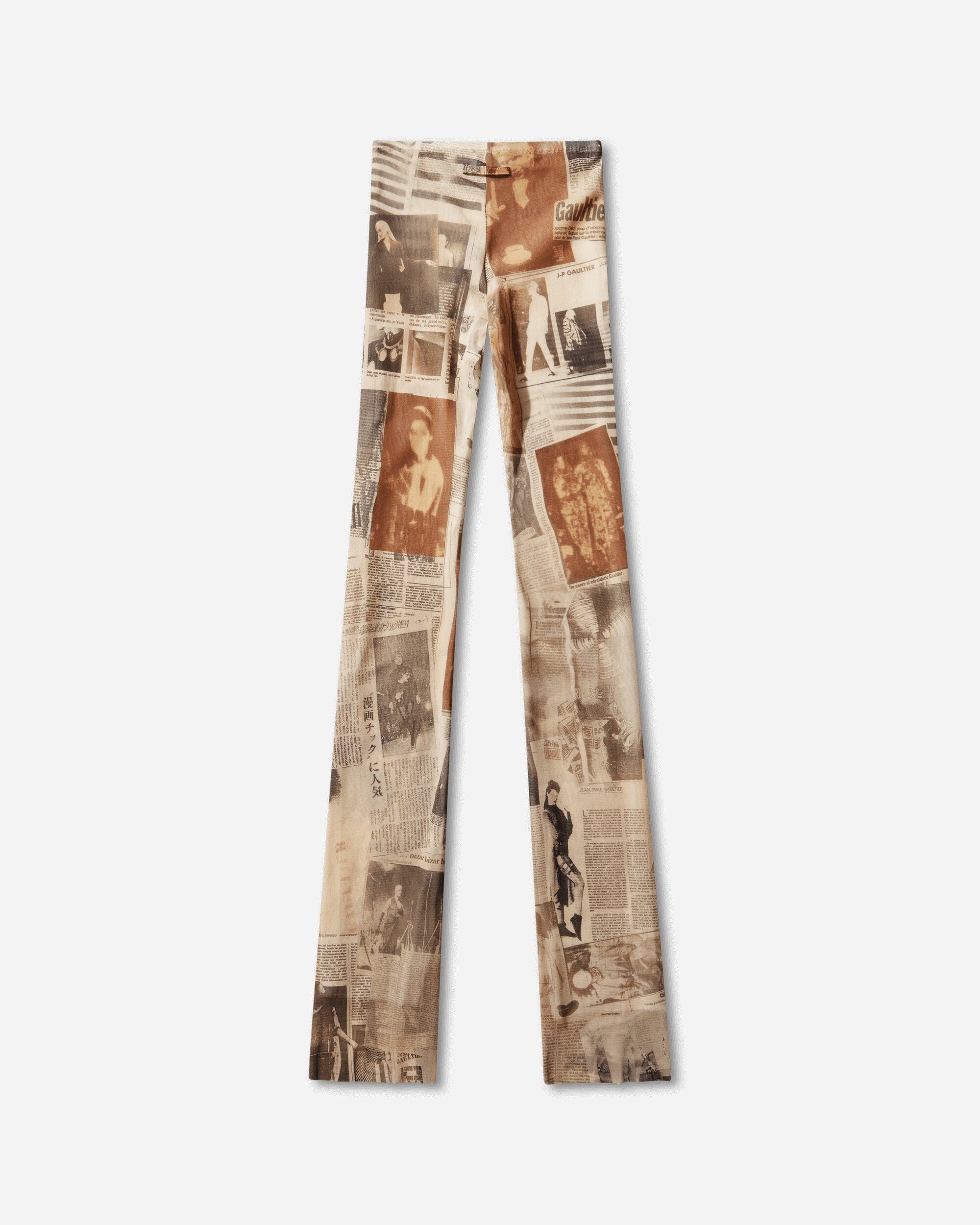 Jean Paul Gaultier Wmns Mesh Trouser Printed "Journal" Ecru/Lightgrey/Red Pants Casual 26-01-W-TR057-M013P 030830