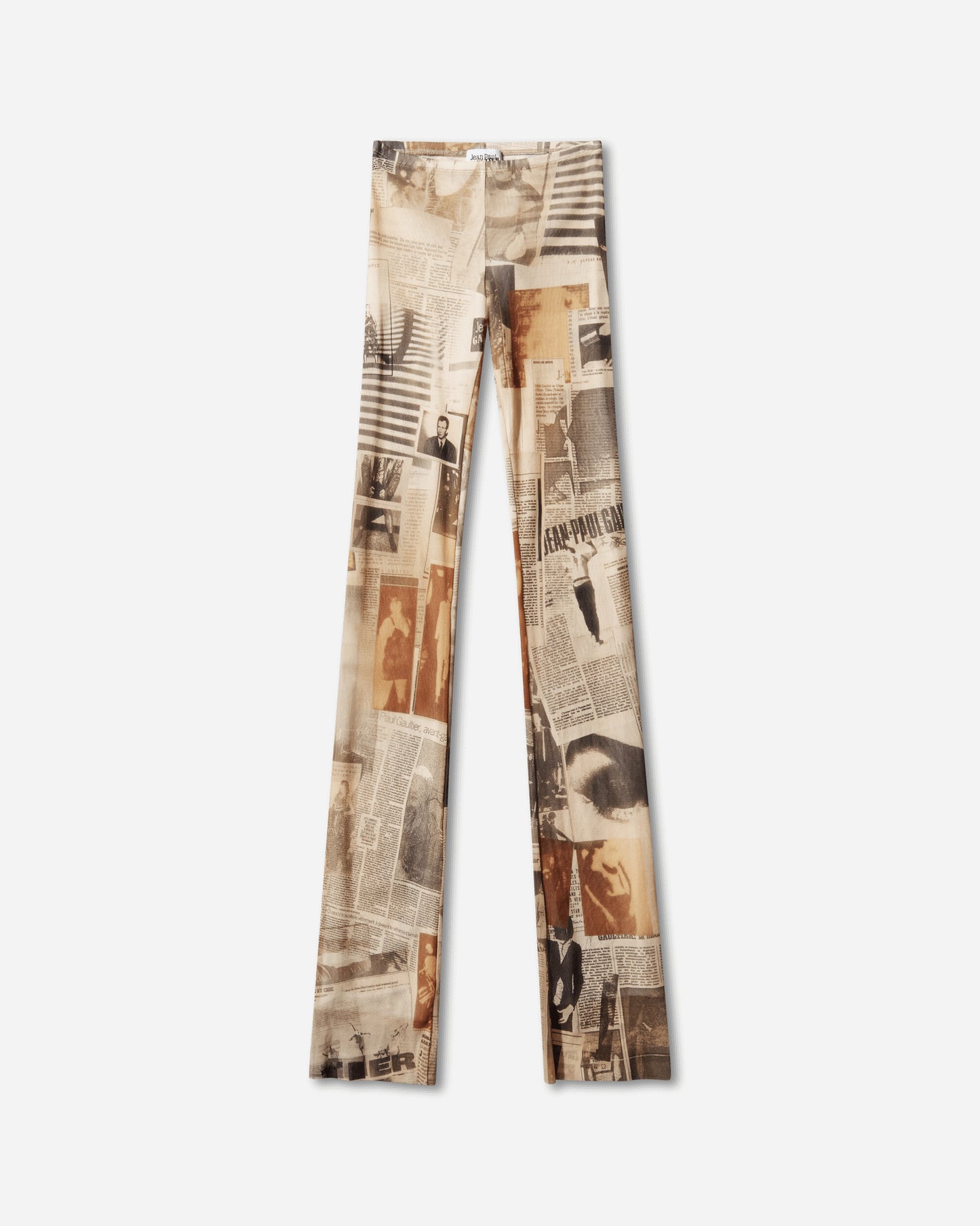 Jean Paul Gaultier Wmns Mesh Trouser Printed "Journal" Ecru/Lightgrey/Red Pants Casual 26-01-W-TR057-M013P 030830