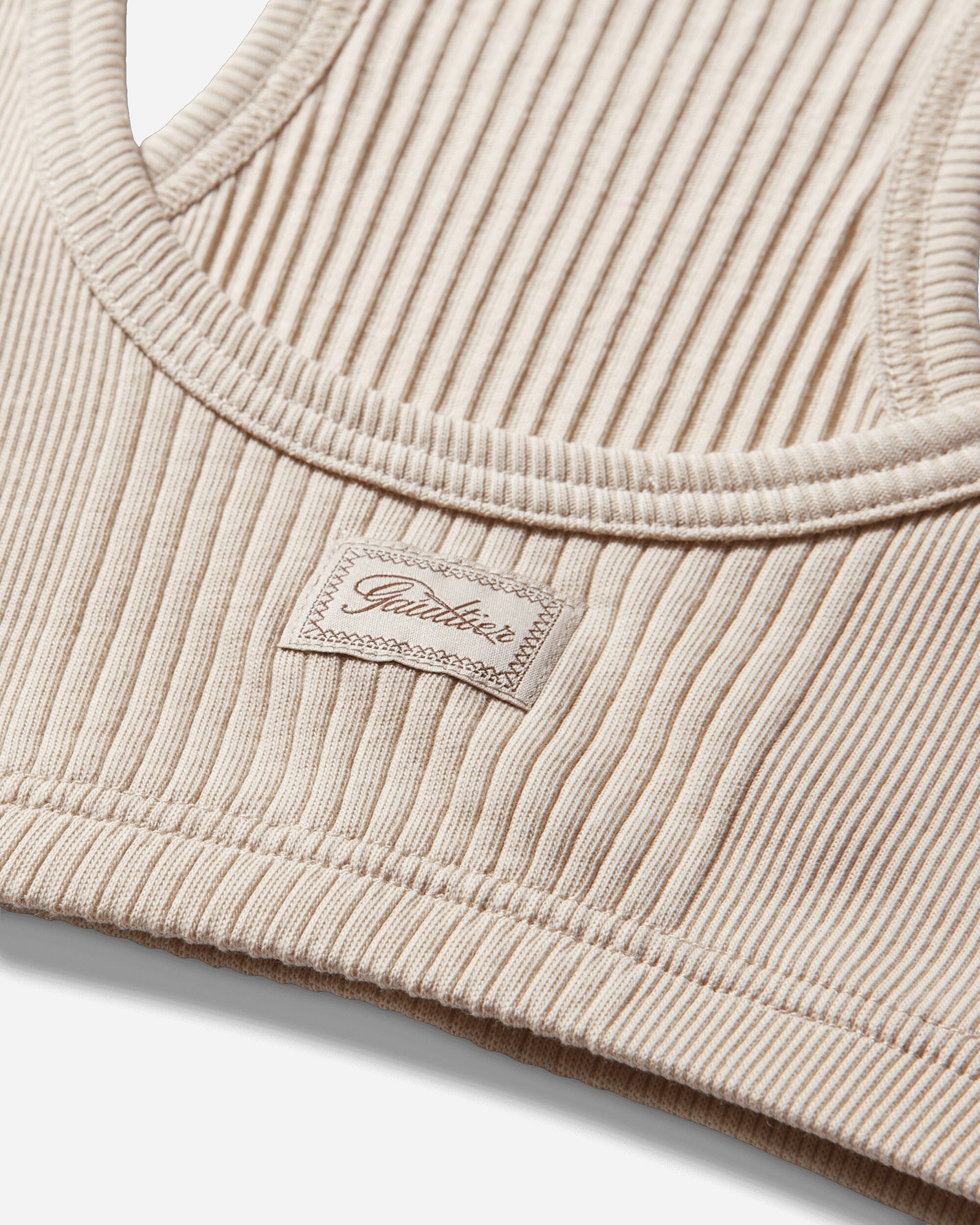 Jean Paul Gaultier Wmns Cotton Ribbed Bra With "Gaultier" Patch And Overall Buckles Nude T-Shirts Cropped 26-01-W-TO430-J014 63