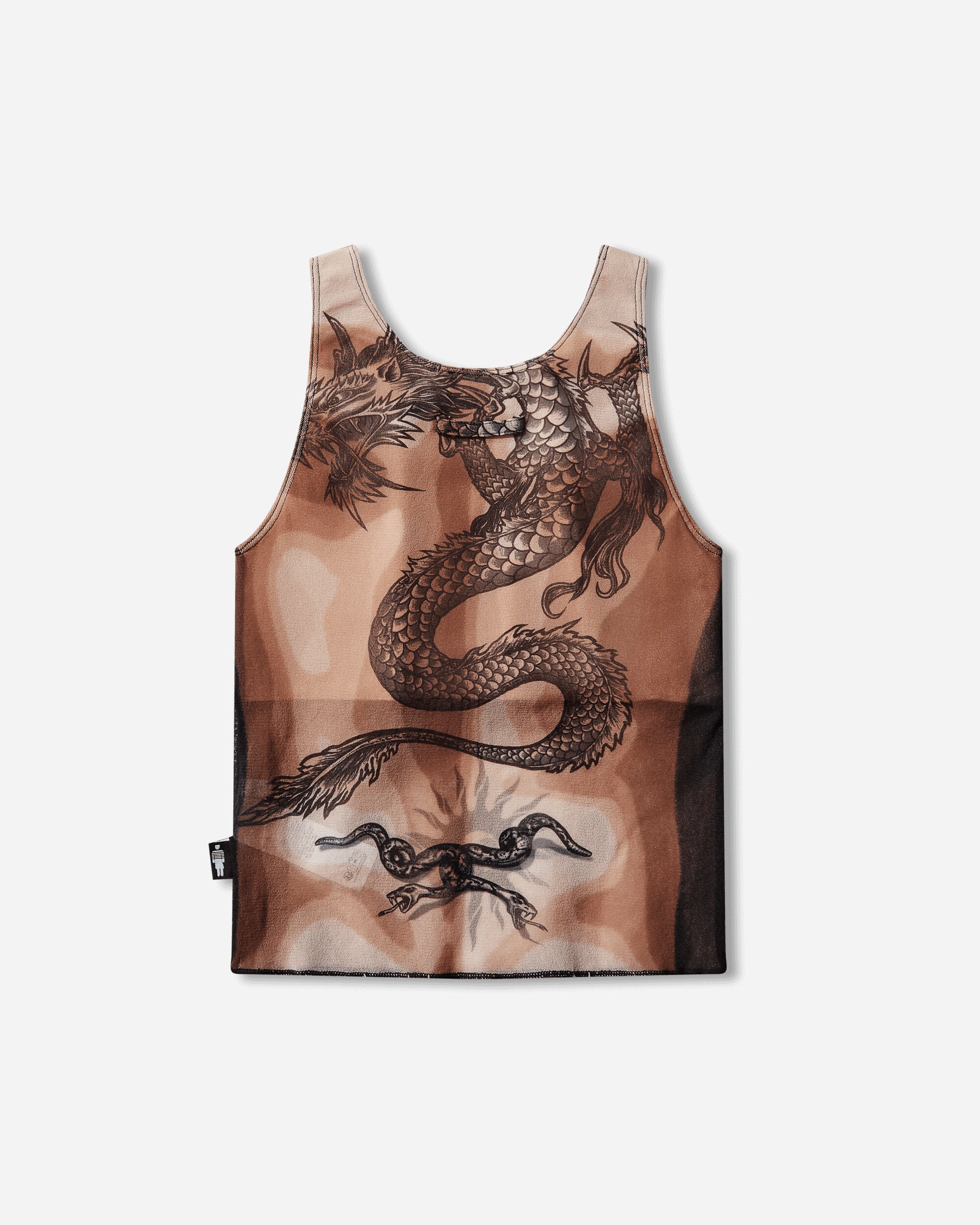 Jean Paul Gaultier Wmns Re-Edition :Tanktop  - Printed "Safe Sex Tatoo" Nude/Brown/Black T-Shirts Cropped 26-01-W-TO457-M026P 636000