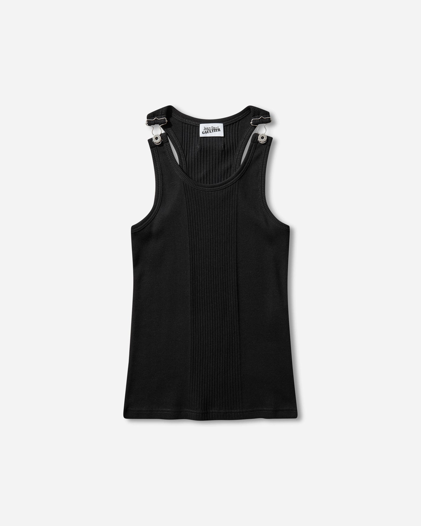 Jean Paul Gaultier Wmns Tank Top With With Overall Engraved Black T-Shirts Cropped 25-03-U-TO380-J014 00