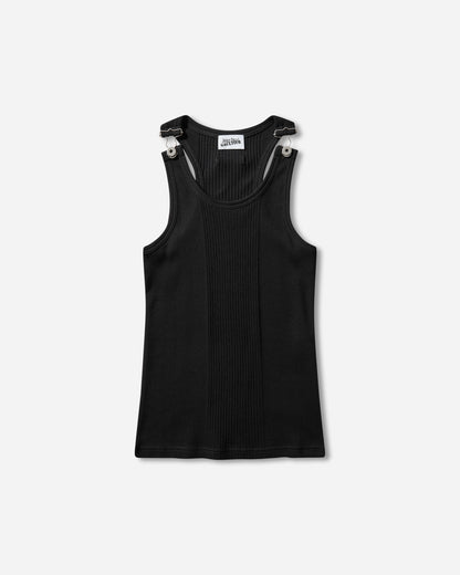 Jean Paul Gaultier Wmns Tank Top With With Overall Engraved Black T-Shirts Cropped 25-03-U-TO380-J014 00