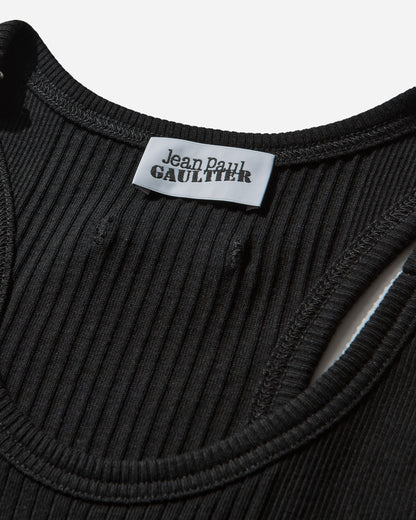 Jean Paul Gaultier Wmns Tank Top With With Overall Engraved Black T-Shirts Cropped 25-03-U-TO380-J014 00