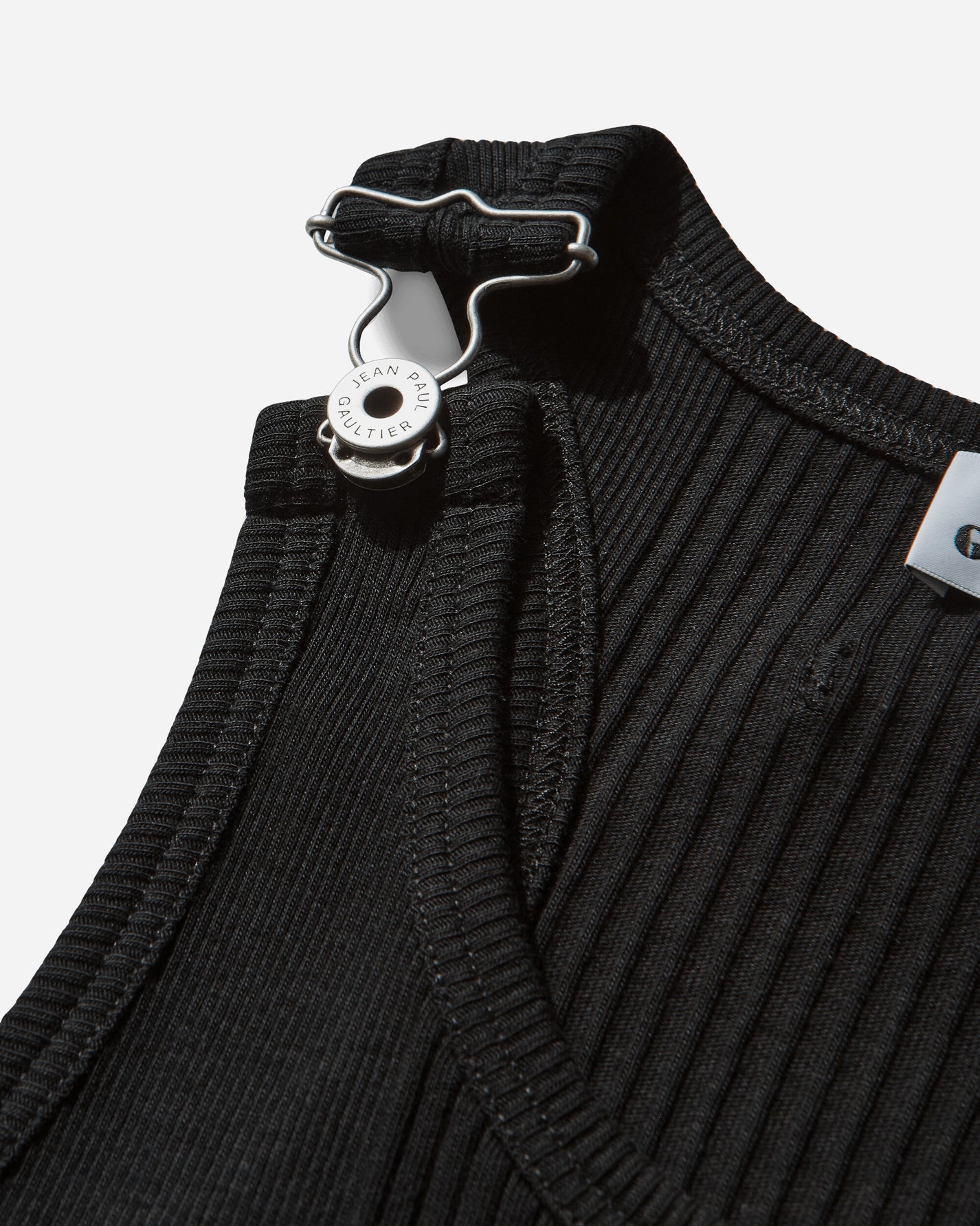 Jean Paul Gaultier Wmns Tank Top With With Overall Engraved Black T-Shirts Cropped 25-03-U-TO380-J014 00