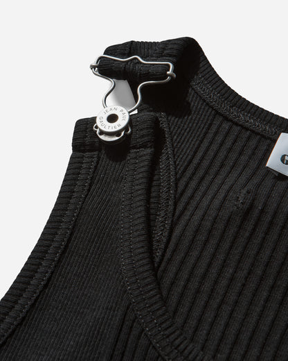 Jean Paul Gaultier Wmns Tank Top With With Overall Engraved Black T-Shirts Cropped 25-03-U-TO380-J014 00