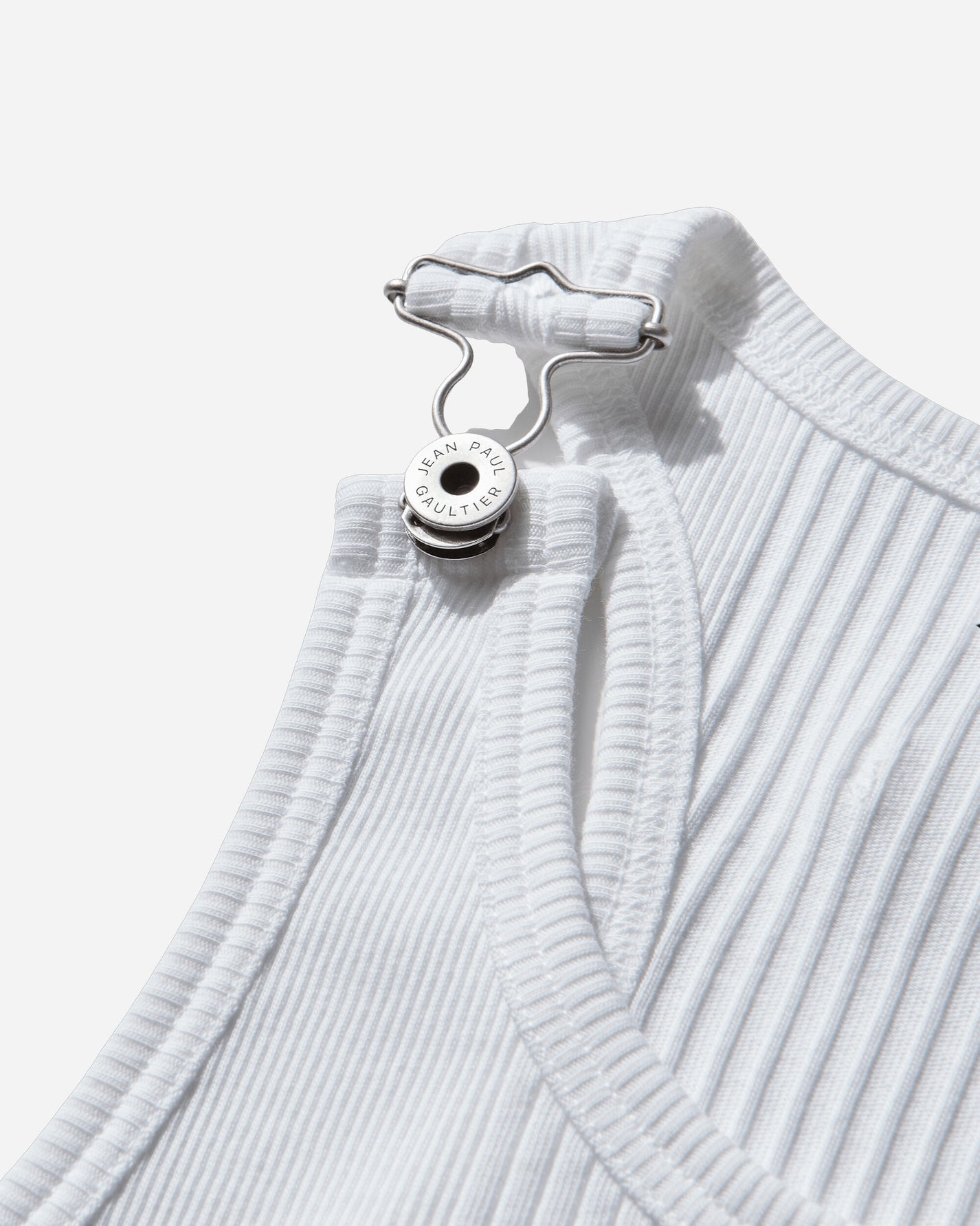 Jean Paul Gaultier Wmns Tank Top With With Overall Engraved White T-Shirts Cropped 25-03-U-TO380-J014 01