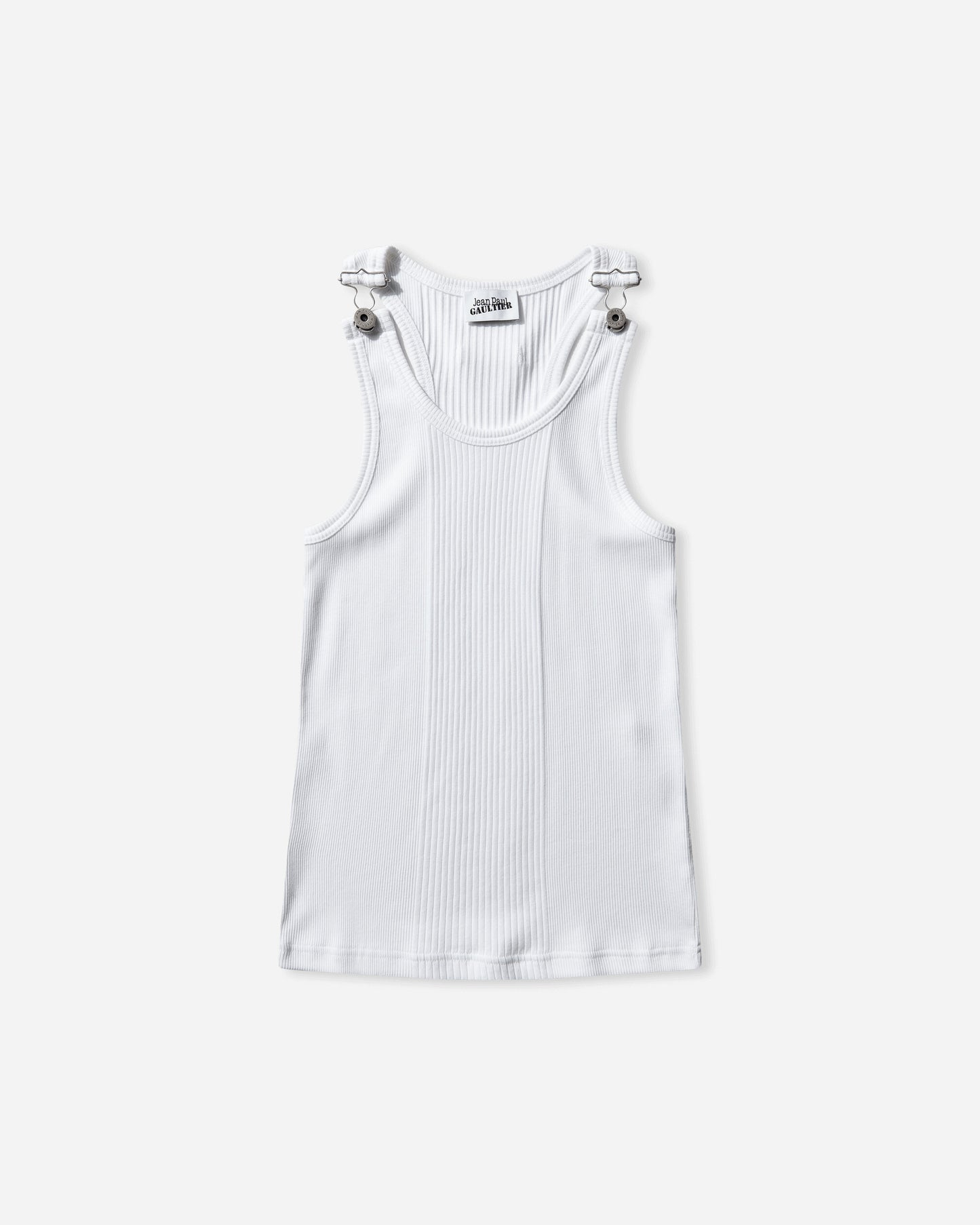 Jean Paul Gaultier Wmns Tank Top With With Overall Engraved White T-Shirts Cropped 25-03-U-TO380-J014 01