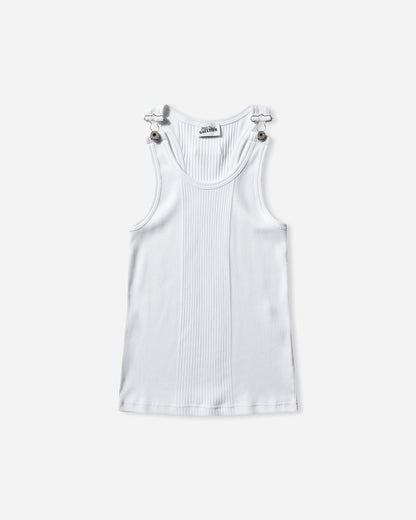 Jean Paul Gaultier Wmns Tank Top With With Overall Engraved White T-Shirts Cropped 25-03-U-TO380-J014 01