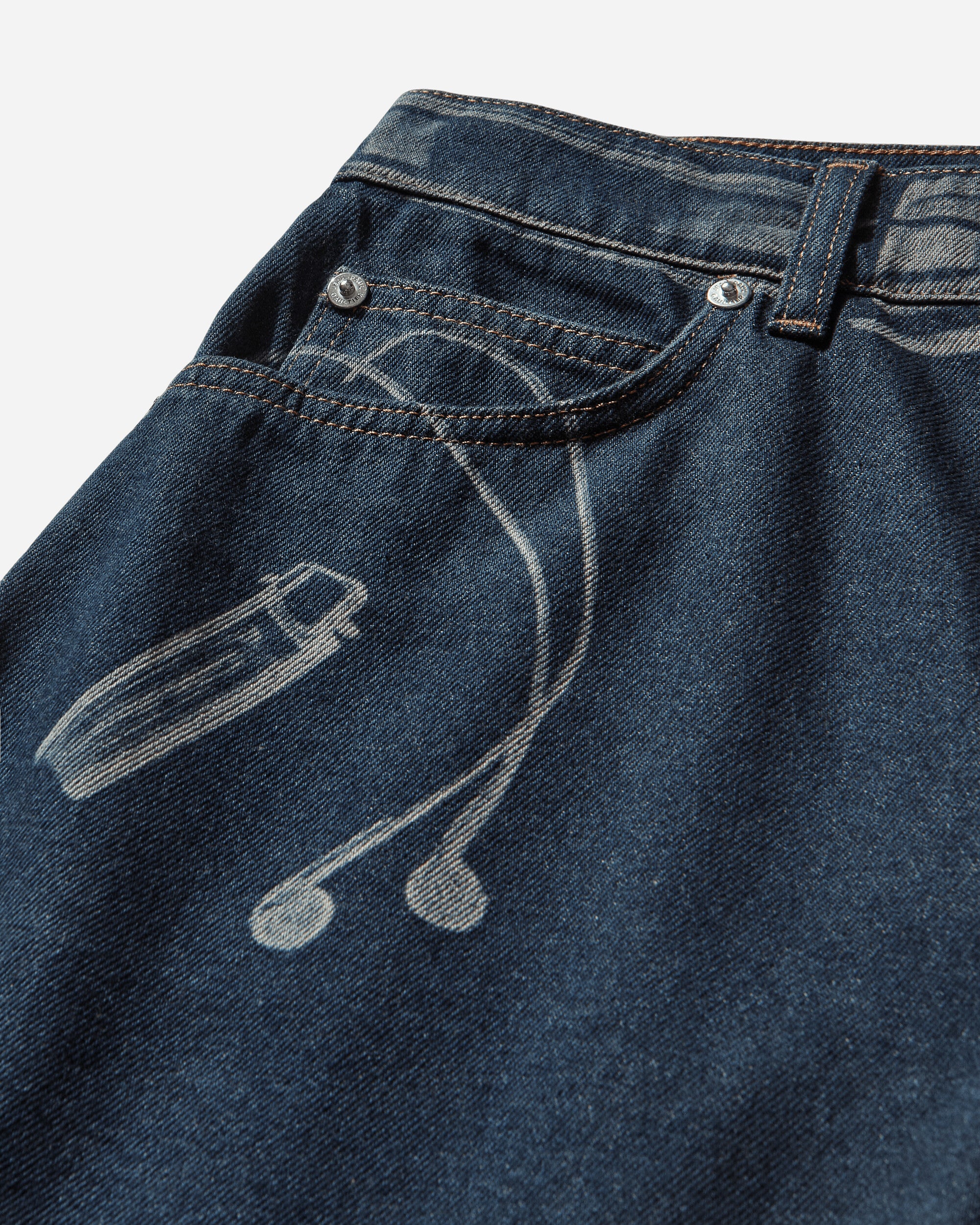 Jean Paul Gaultier Wmns Jeans With Trompe L'Oeil Print Vintageblue Pants Denim 26-01-W-TR060-D027 57