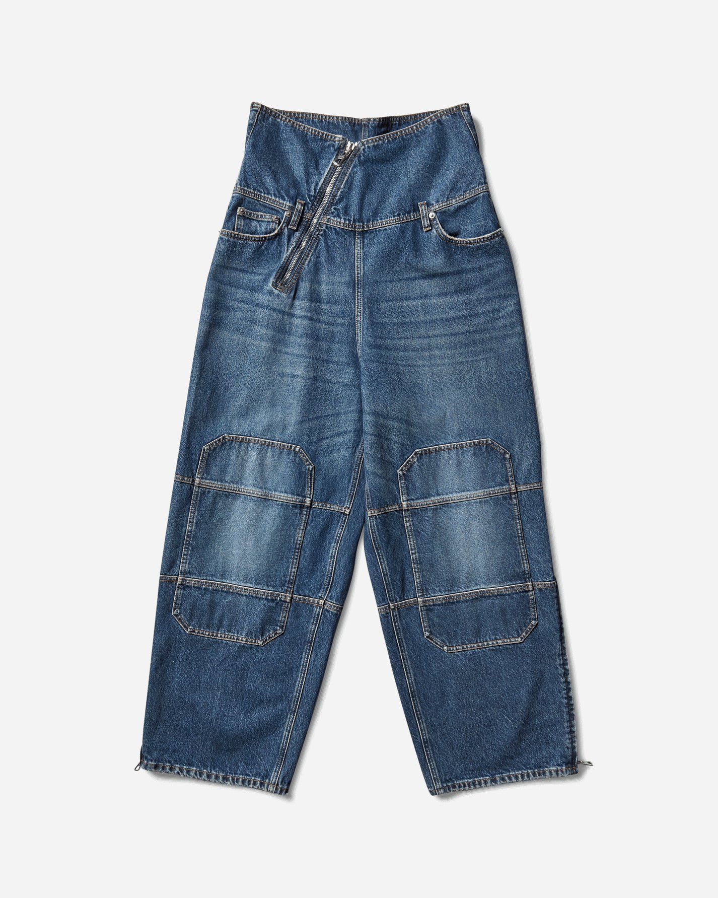 Jean Paul Gaultier Wmns Zipped Jean And Denim Patch On Knee And Back Vintage Blu Pants Denim 2503WTR007D024 57