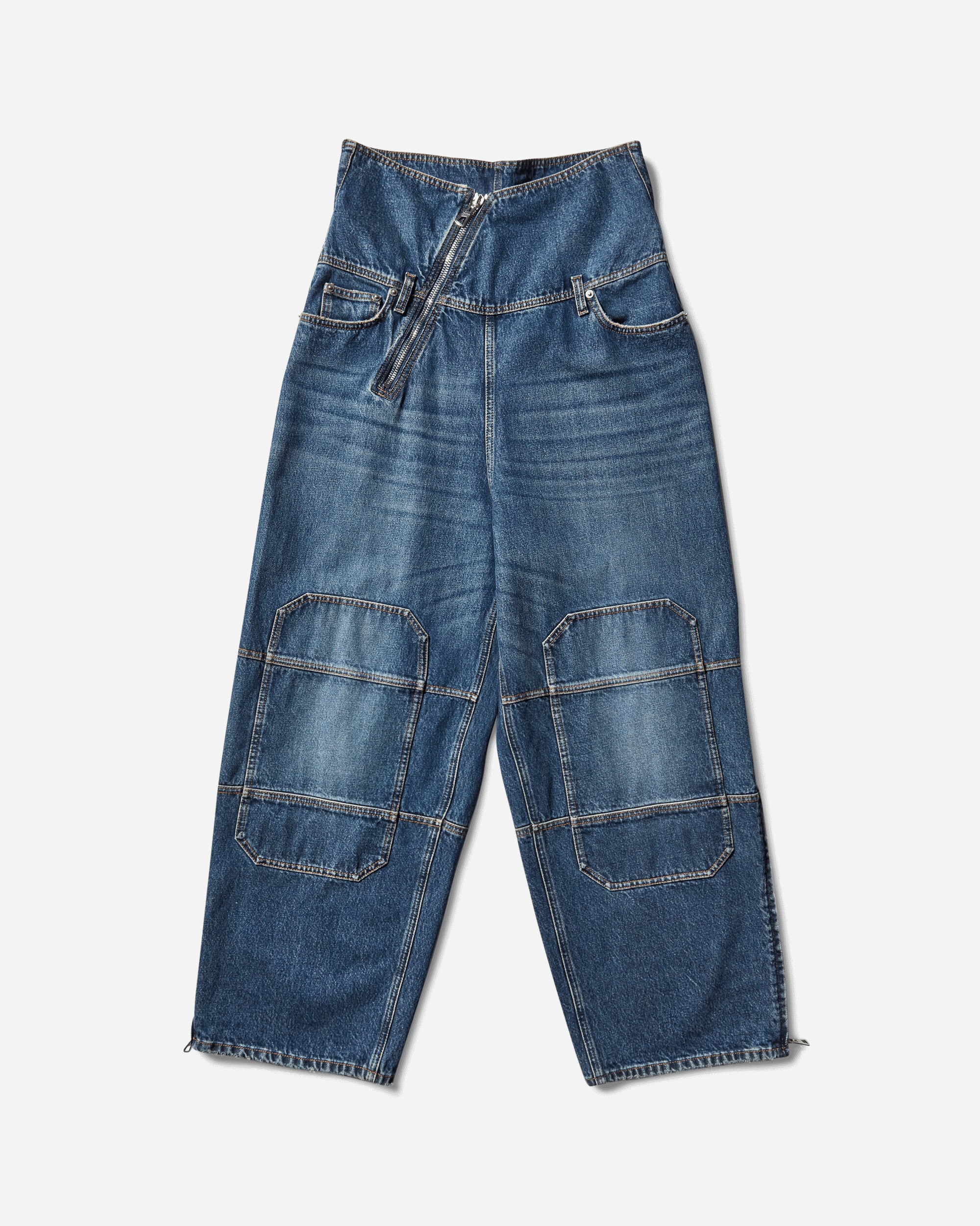 Jean Paul Gaultier Wmns Zipped Jean And Denim Patch On Knee And Back Vintage Blu Pants Denim 2503WTR007D024 57