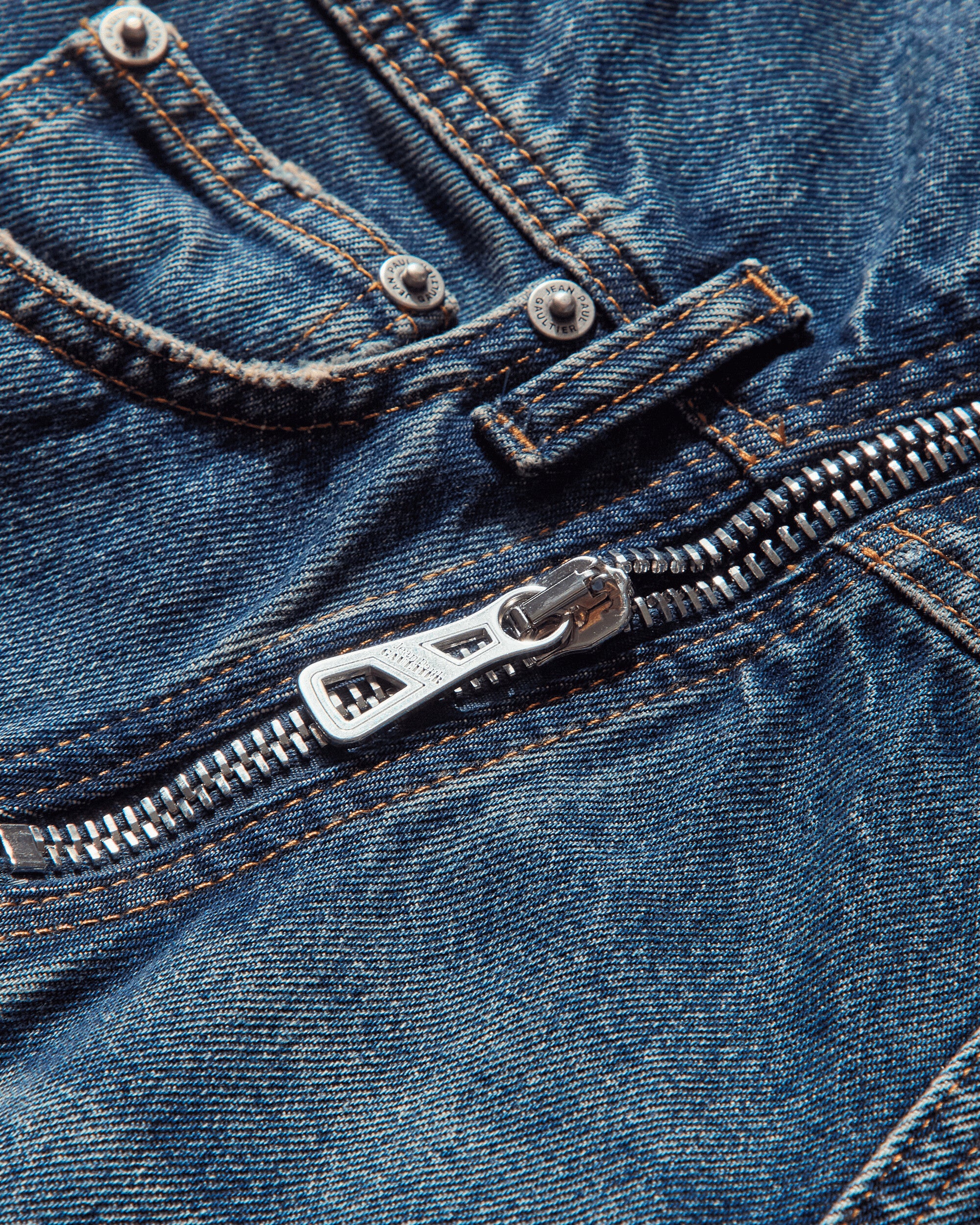 Jean Paul Gaultier Wmns Zipped Jean And Denim Patch On Knee And Back Vintage Blu Pants Denim 2503WTR007D024 57