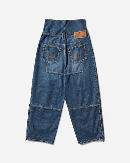 Jean Paul Gaultier Wmns Zipped Jean And Denim Patch On Knee And Back Vintage Blu Pants Denim 2503WTR007D024 57