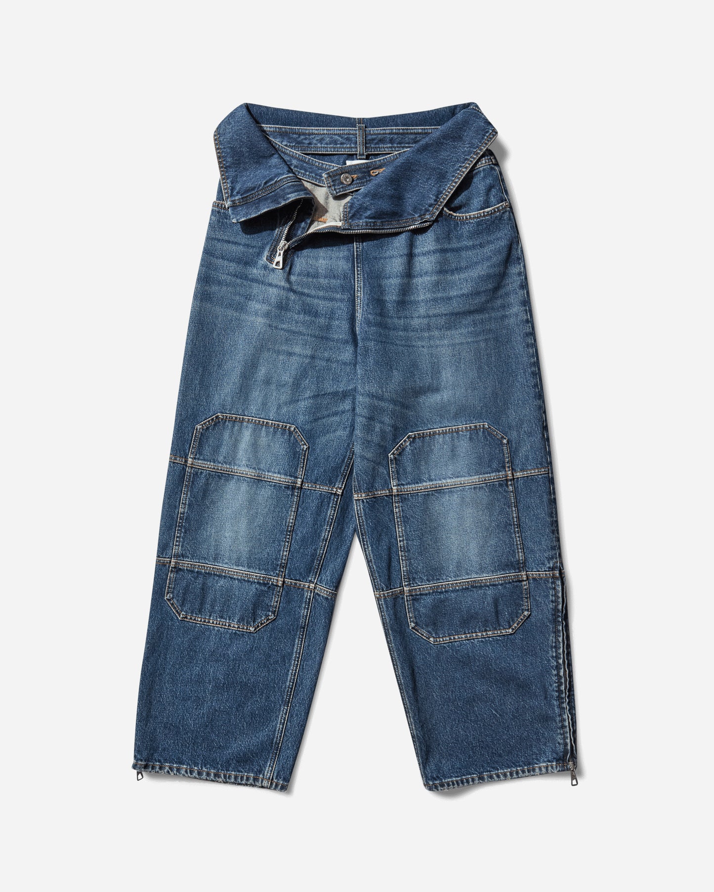 Jean Paul Gaultier Wmns Zipped Jean And Denim Patch On Knee And Back Vintage Blu Pants Denim 2503WTR007D024 57