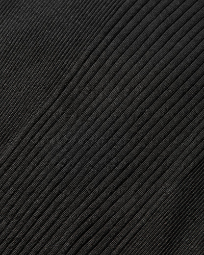 Jean Paul Gaultier Wmns Cotton Ribbed Twisted Double Layer Long Sleeves Dress With Gaultier Piercing Detail Black Dresses Dress Mid 2503WDR014J000 00