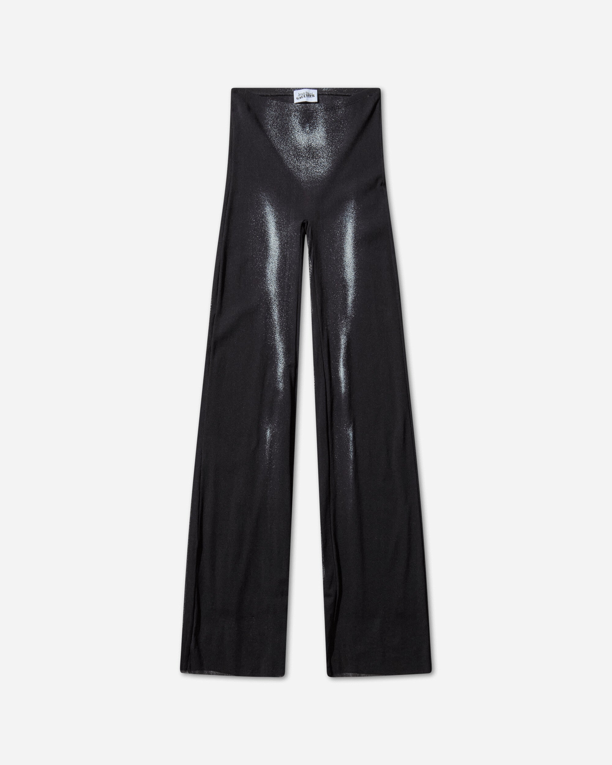 Jean Paul Gaultier Wmns Mesh Straight Trouser Printed Body Dust Black/Silver Pants Flare 2504WTR026M010P 0091