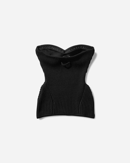 Jean Paul Gaultier Wmns Stretch Merino Wool Ribbed Corset Black Knitwears Gilets 2503WPO010K001 00