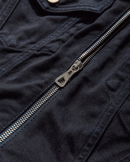 Jean Paul Gaultier Wmns Overdyed Fitted Denim Jacket With Ribbed Cuff And Collar Navy Coats and Jackets Jackets 2504WJA011W049 59