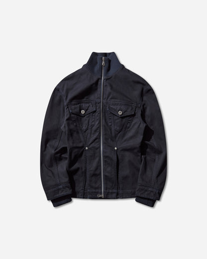 Jean Paul Gaultier Wmns Overdyed Fitted Denim Jacket With Ribbed Cuff And Collar Navy Coats and Jackets Jackets 2504WJA011W049 59