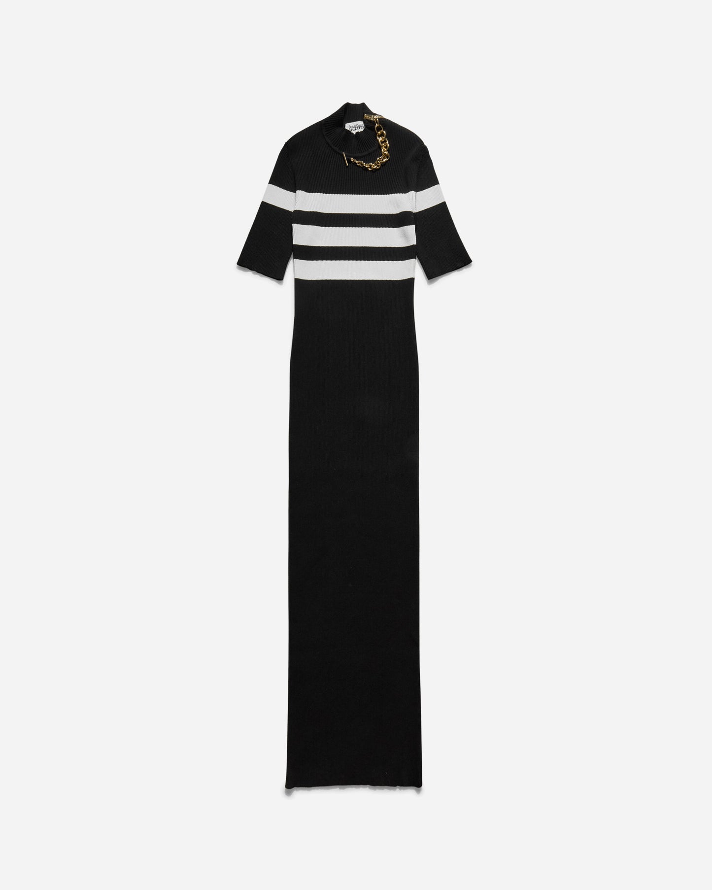 Jean Paul Gaultier Wmns Striped Knitted Short Sleeves Dress Black/White Dresses Knit Dresses 25-33-F-RO314-M063 0001