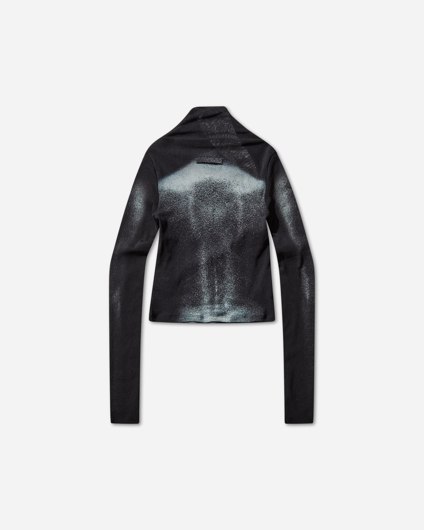 Jean Paul Gaultier Wmns Mesh Asymetric Collar Crop Top Printed Body Dust Black/Silver T-Shirts Longsleeve 2504WTO351M010P 0091