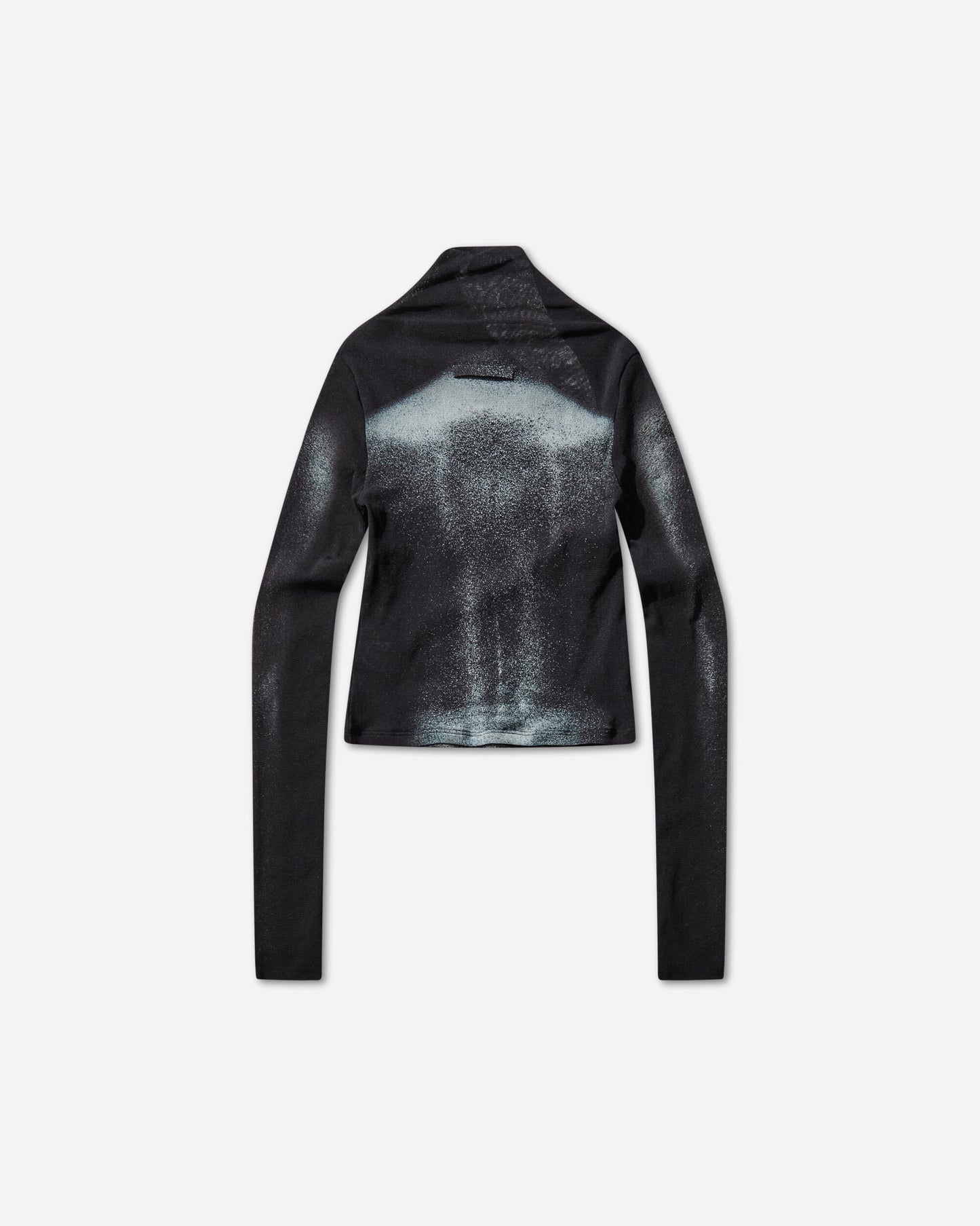 Jean Paul Gaultier Wmns Mesh Asymetric Collar Crop Top Printed Body Dust Black/Silver T-Shirts Longsleeve 2504WTO351M010P 0091