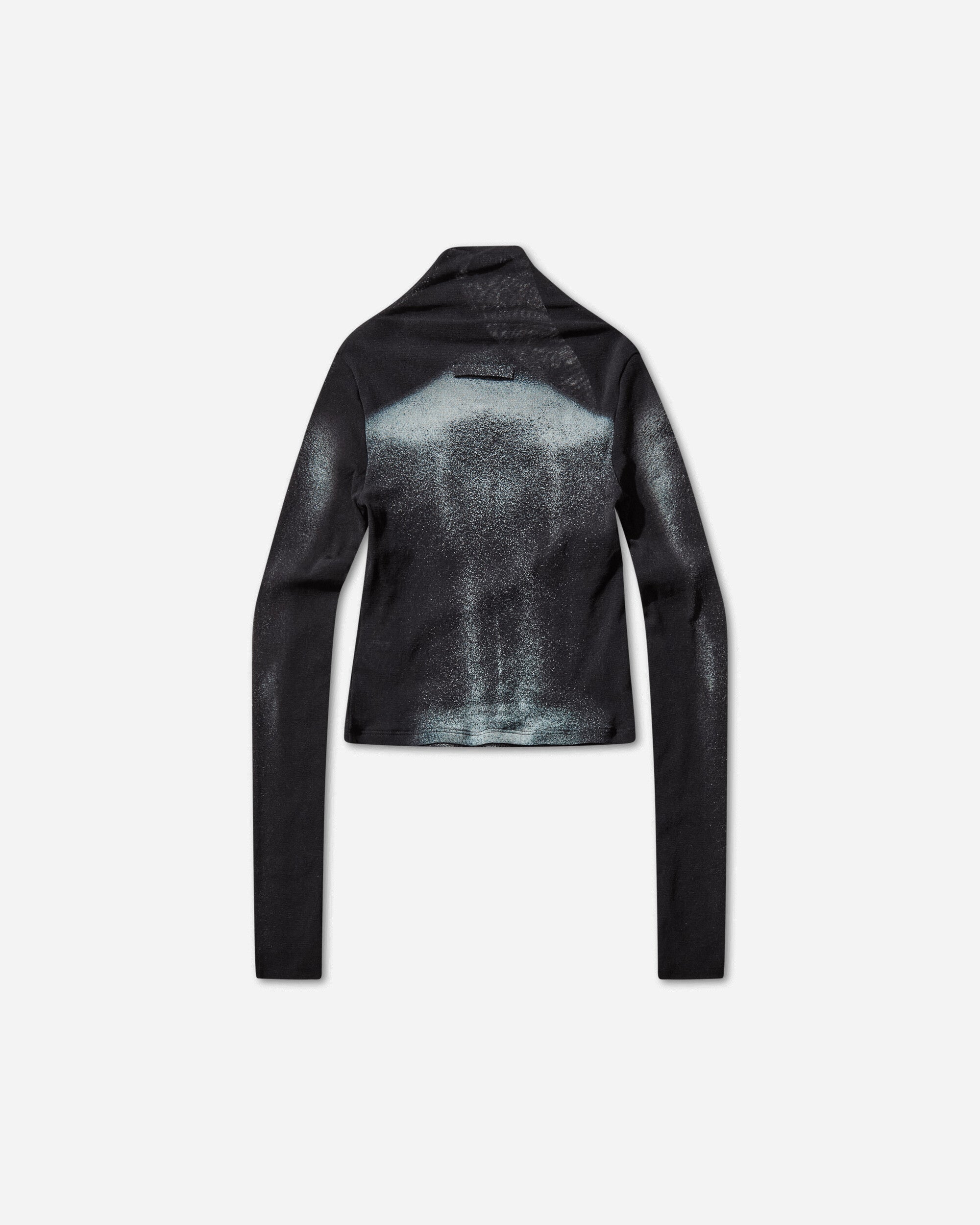 Jean Paul Gaultier Wmns Mesh Asymetric Collar Crop Top Printed Body Dust Black/Silver T-Shirts Longsleeve 2504WTO351M010P 0091