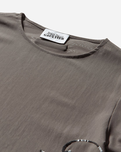 Jean Paul Gaultier Wmns Mesh Crewneck Long Sleeves Top Embroidered "Needles Jean Paul Gaultier" Darkgrey T-Shirts Longsleeve 26-01-W-TO433-M016 04