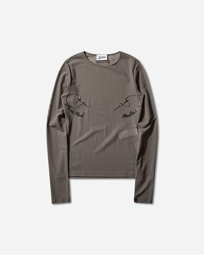 Jean Paul Gaultier Wmns Mesh Crewneck Long Sleeves Top Embroidered "Needles Jean Paul Gaultier" Darkgrey T-Shirts Longsleeve 26-01-W-TO433-M016 04