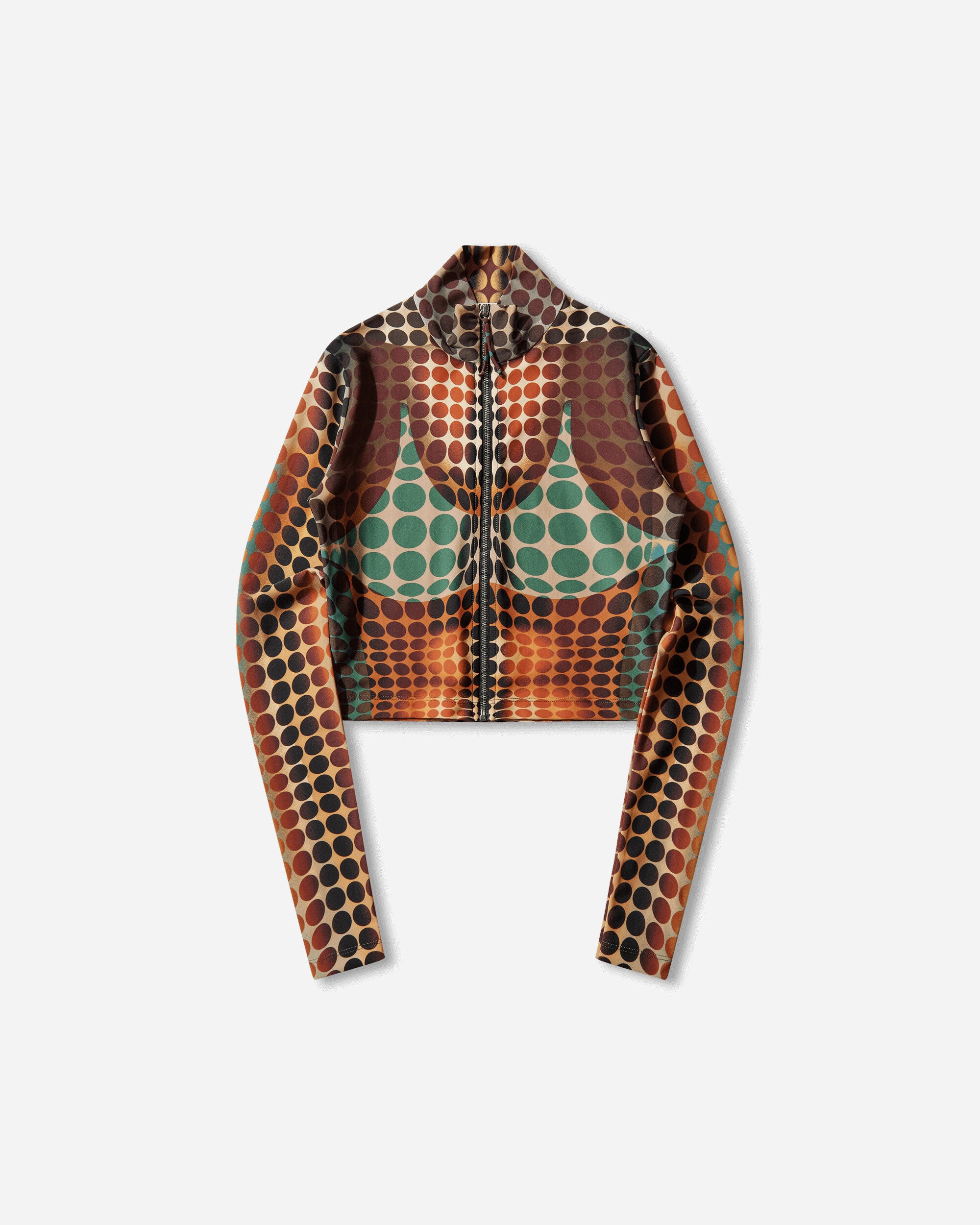 Jean Paul Gaultier Wmns Re-Edition :Top High Neck With Long Sleeves And Center Front Zip Closing Orange/Blue/Brown T-Shirts Longsleeve 26-01-W-TO443-J042P 155060