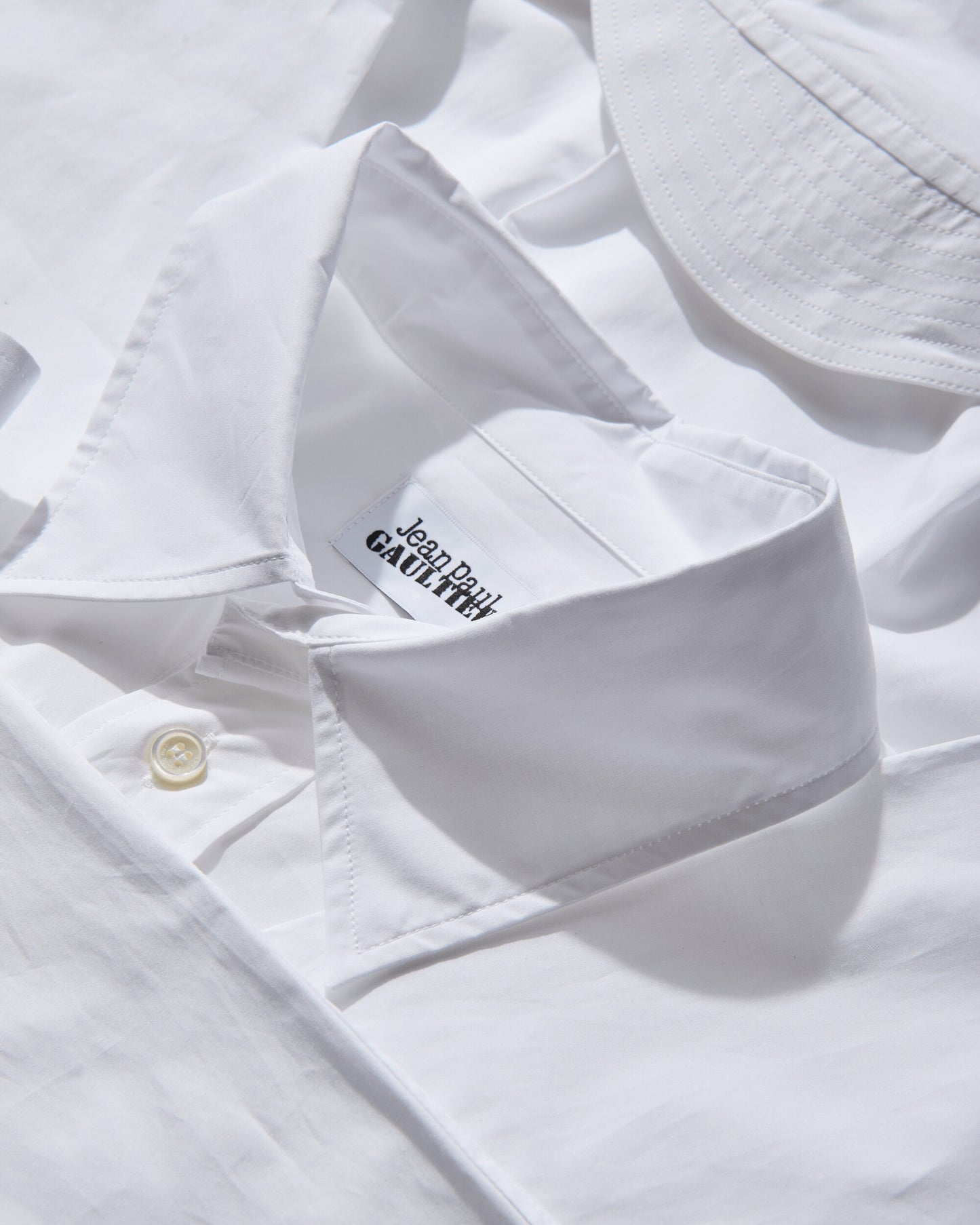 Jean Paul Gaultier Wmns Oversize Shirt With Hood And Sleeves Scarf Detail White Shirts Longsleeve Shirt 2504UST033C070 01