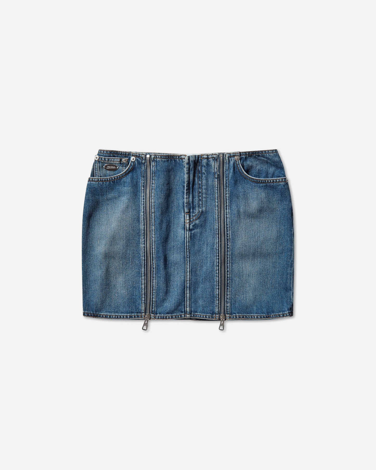 Jean Paul Gaultier Wmns Denim Front Zipped Mini Skirt Vintage Blue  Skirts Mini 2504WSK023D025 57