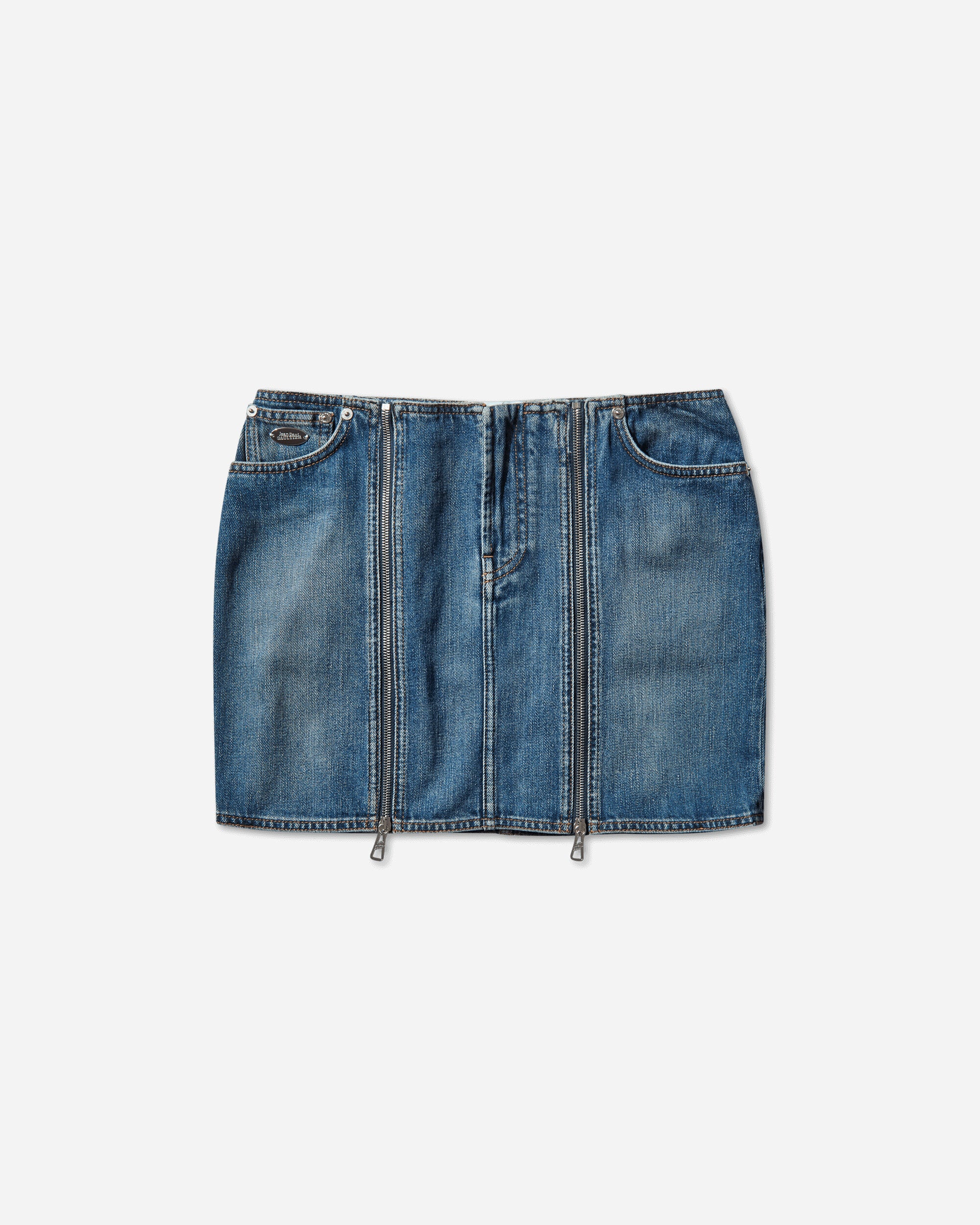Jean Paul Gaultier Wmns Denim Front Zipped Mini Skirt Vintage Blue  Skirts Mini 2504WSK023D025 57