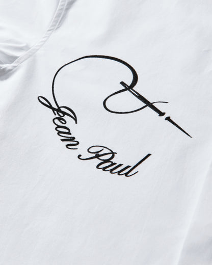 Jean Paul Gaultier Wmns Shirt With "Needles Jean Paul Gaultier" Flock Print White/Black Shirts Overshirt 26-01-W-ST050-C071 0100