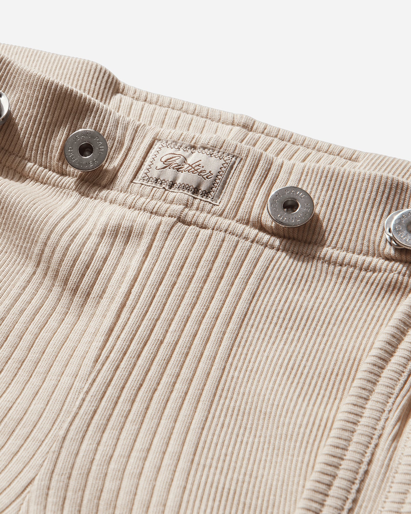 Jean Paul Gaultier Wmns Cotton Ribbed Short With "Gaultier" Patch And Overall Buckles Nude Shorts Short 26-01-W-TR059-J014 63